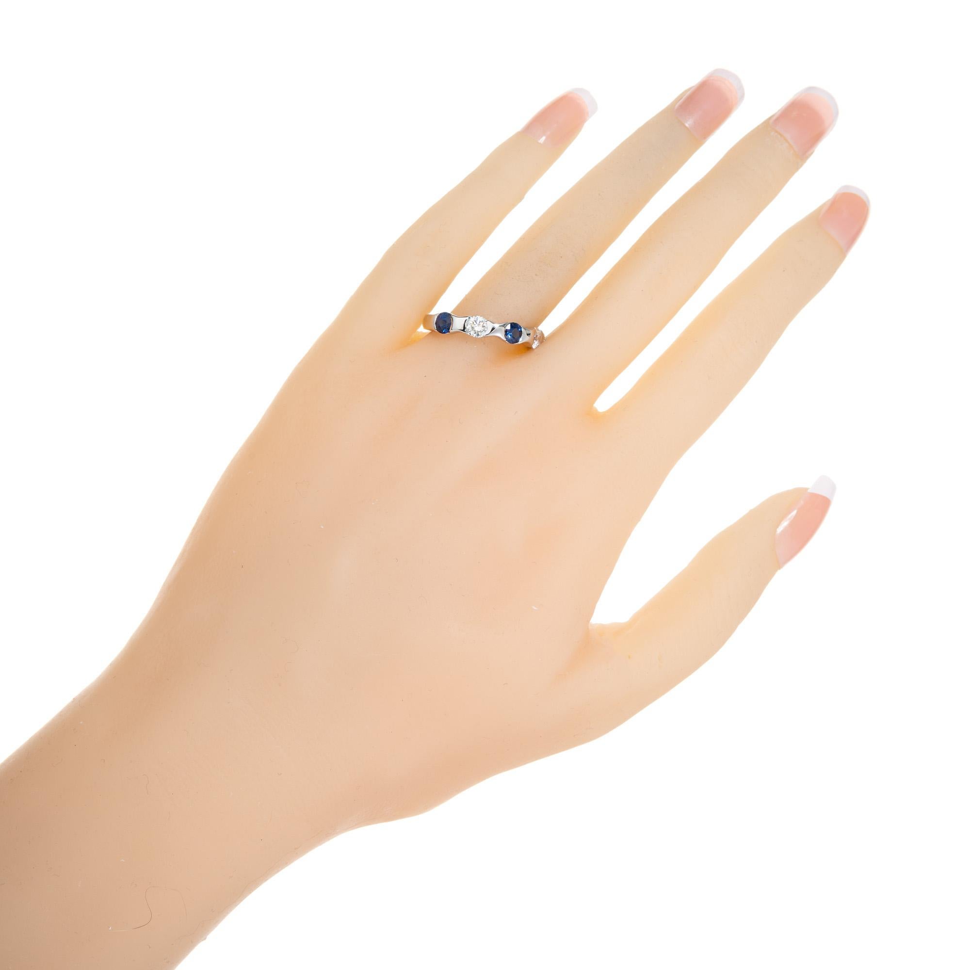 Peter Suchy .60 Carat Sapphire Diamond Platinum Wedding Band Ring  For Sale 3