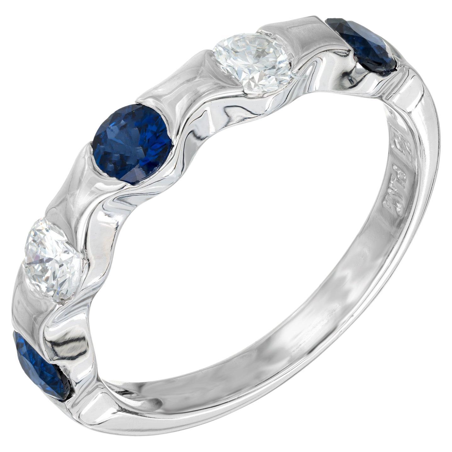 Peter Suchy .60 Carat Sapphire Diamond Platinum Wedding Band Ring  For Sale