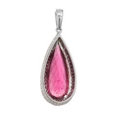 Peter Suchy Ciondolo in oro bianco con diamante e tormalina rosa da 6,06 carati