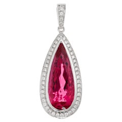 Pendentif en or blanc Peter Suchy avec tourmaline rose de 6,06 carats et diamants 