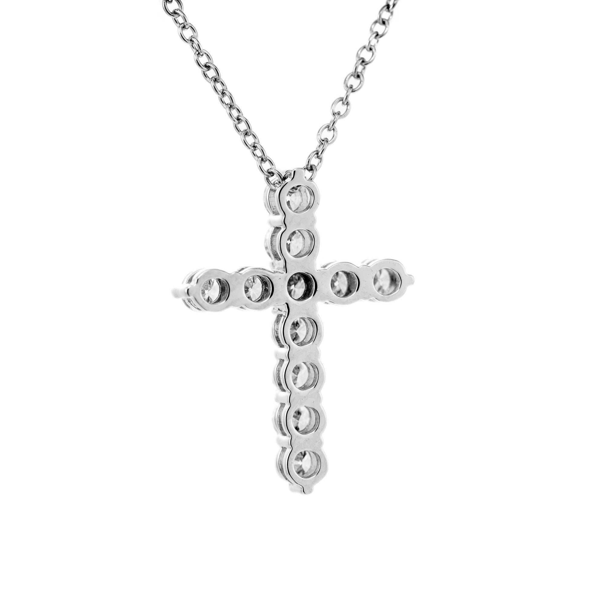 Peter Suchy .63 Karat Diamant Platin Kreuz Anhänger Halskette (Rundschliff) im Angebot