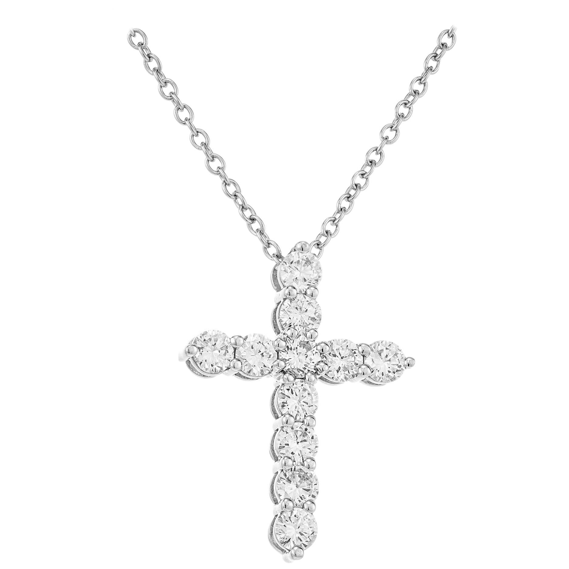 Peter Suchy .63 Carat Diamond Platinum Cross Pendant Necklace