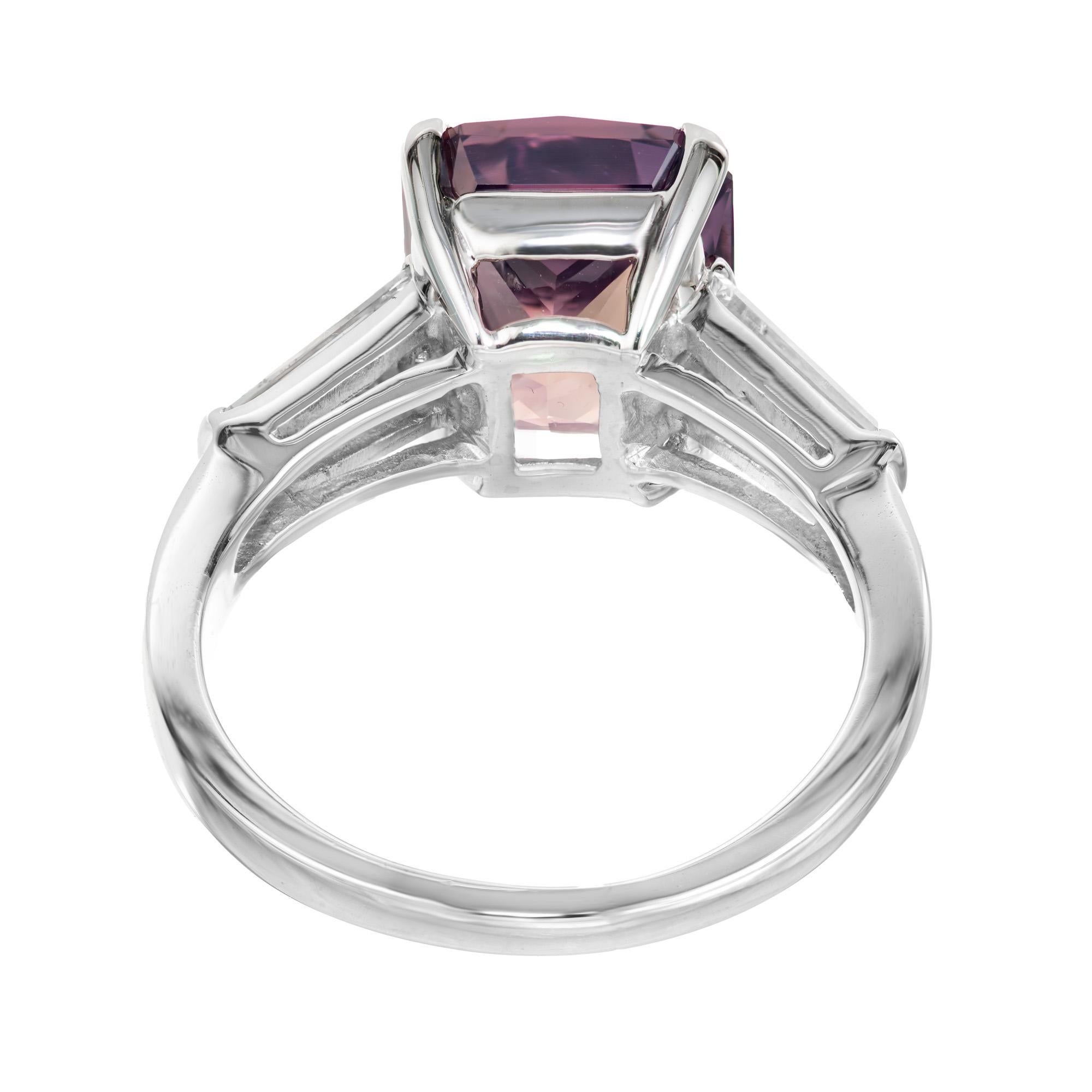 Octagon Cut Peter Suchy 6.34 Carat Pink Sapphire Diamond Platinum Engagement Ring For Sale