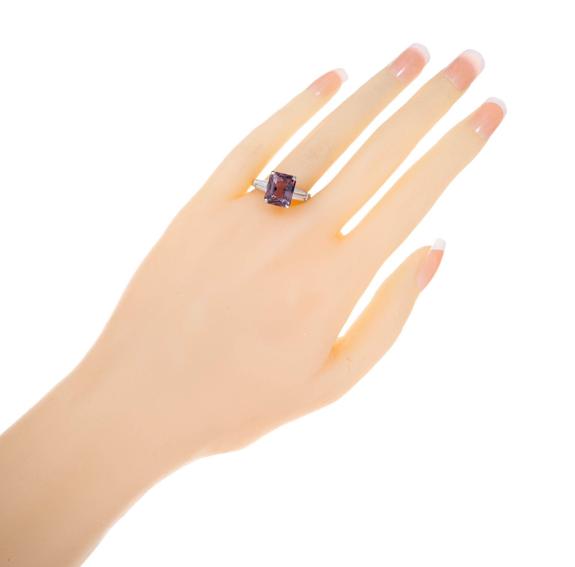 Women's Peter Suchy 6.34 Carat Pink Sapphire Diamond Platinum Engagement Ring For Sale
