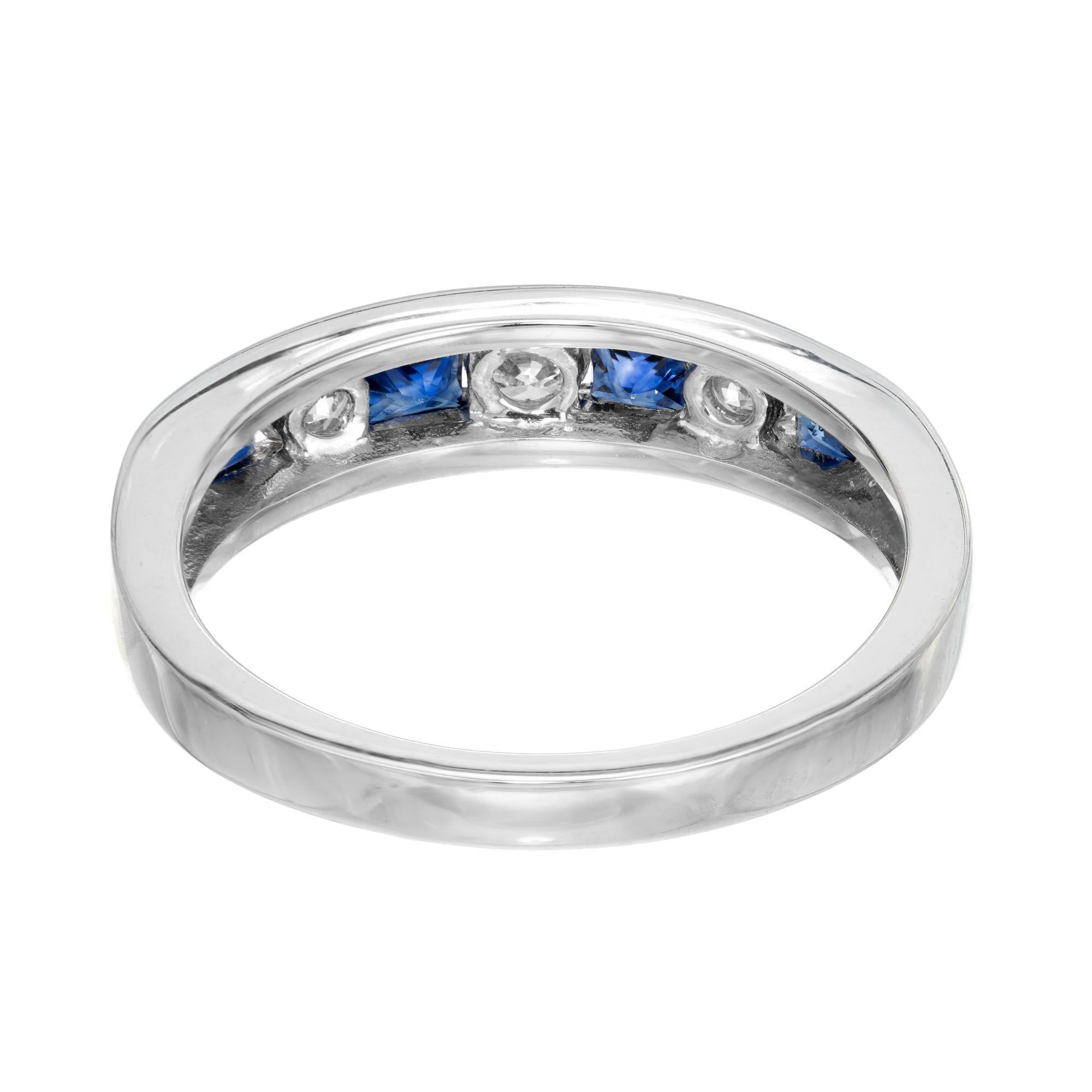 Women's Peter Suchy .64 Carat Diamond Sapphire Platinum Wedding Band Ring For Sale