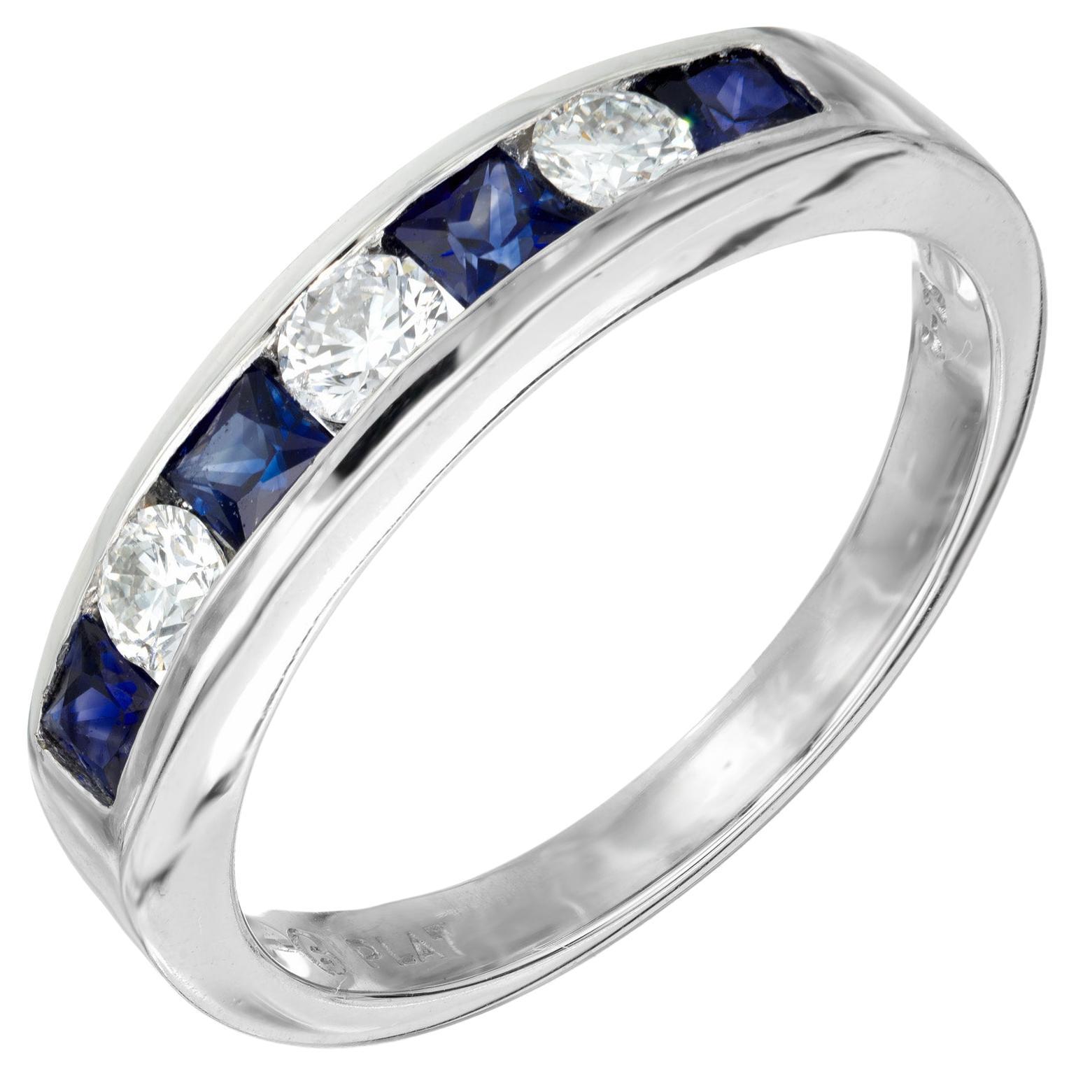 Peter Suchy .64 Carat Diamond Sapphire Platinum Wedding Band Ring