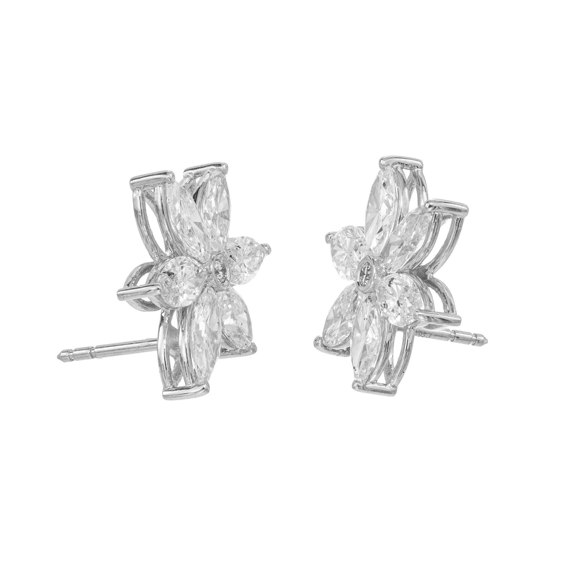 marquise diamond flower earrings