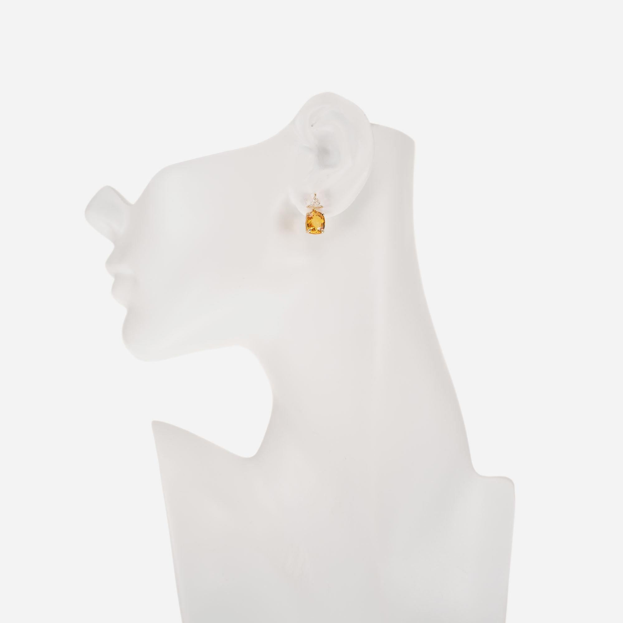 Women's Peter Suchy 6.42 Carat Sapphire Diamond Yellow Gold Dangle Earrings For Sale
