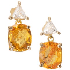 Peter Suchy 6.42 Carat Sapphire Diamond Yellow Gold Dangle Earrings
