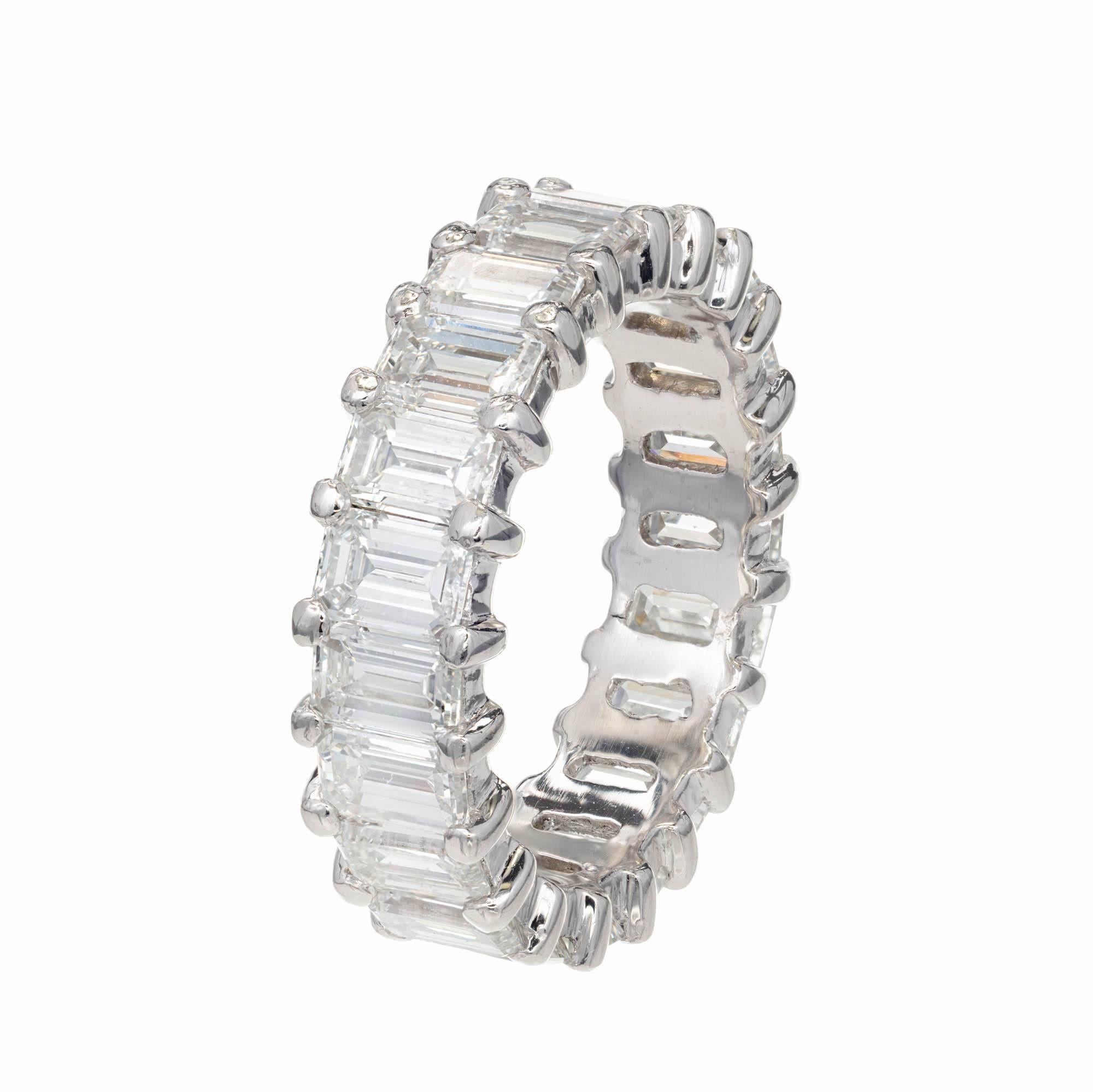 Peter Suchy 6.50 Carat Emerald Cut Diamond Eternity Platinum Band Ring For Sale