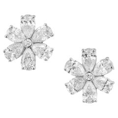 Peter Suchy 6.70 Carat Pear Round Shape Diamond Platinum Cluster Earrings