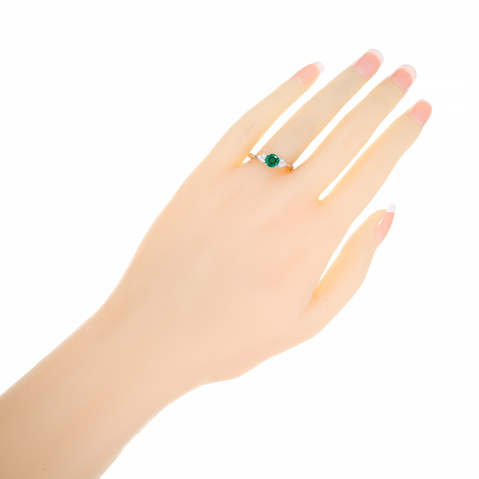 Round Cut Peter Suchy .68 Carat Round Emerald Diamond White Gold Ring