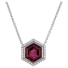 Peter Suchy 6.82 Carat Tourmaline Diamond White Gold Halo Pendant Necklace