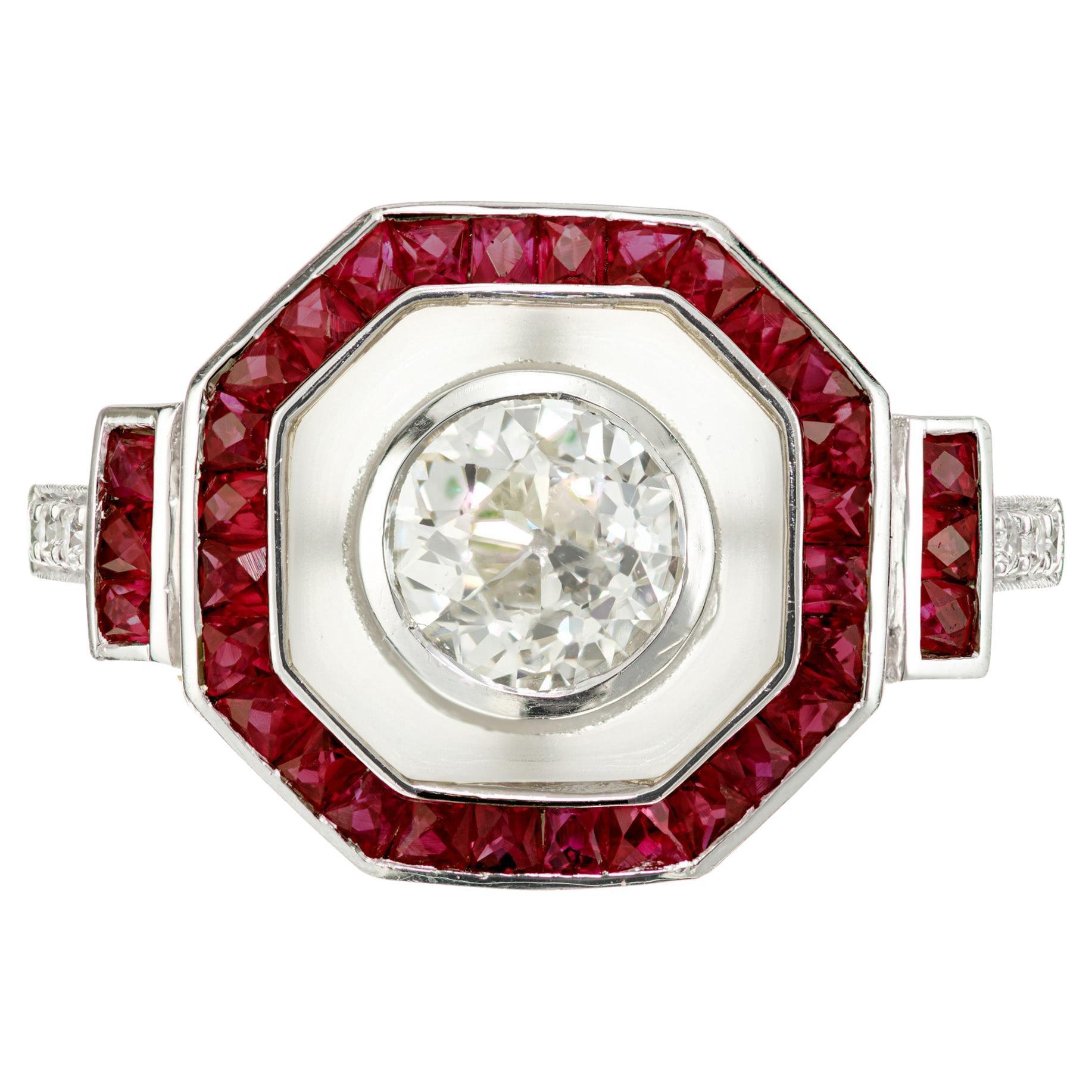 Peter Suchy .69 Carat Ruby Diamond Angel Skin Quartz Platinum Engagement Ring