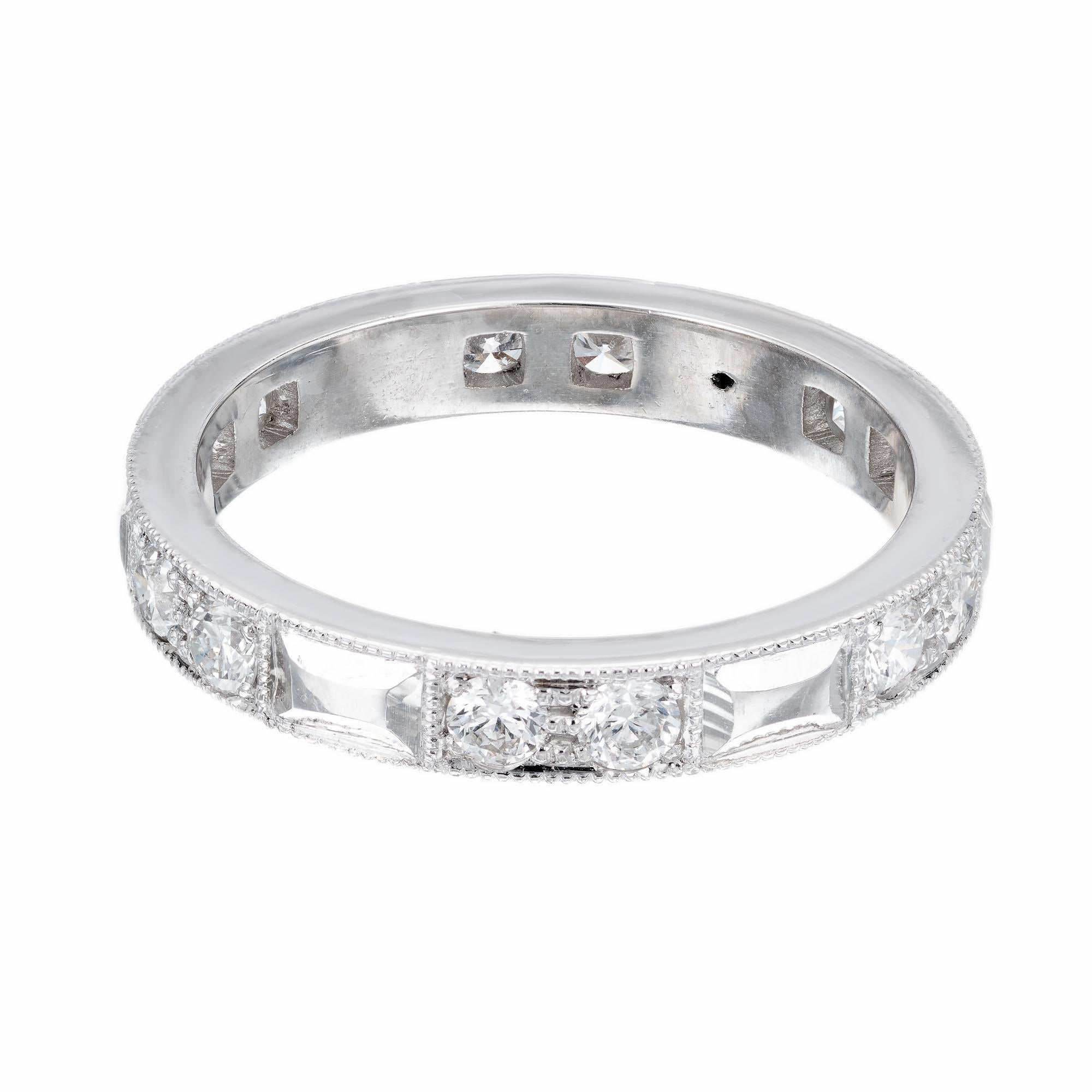 Round Cut Peter Suchy .70 Carat Diamond Platinum Wedding Band Ring For Sale