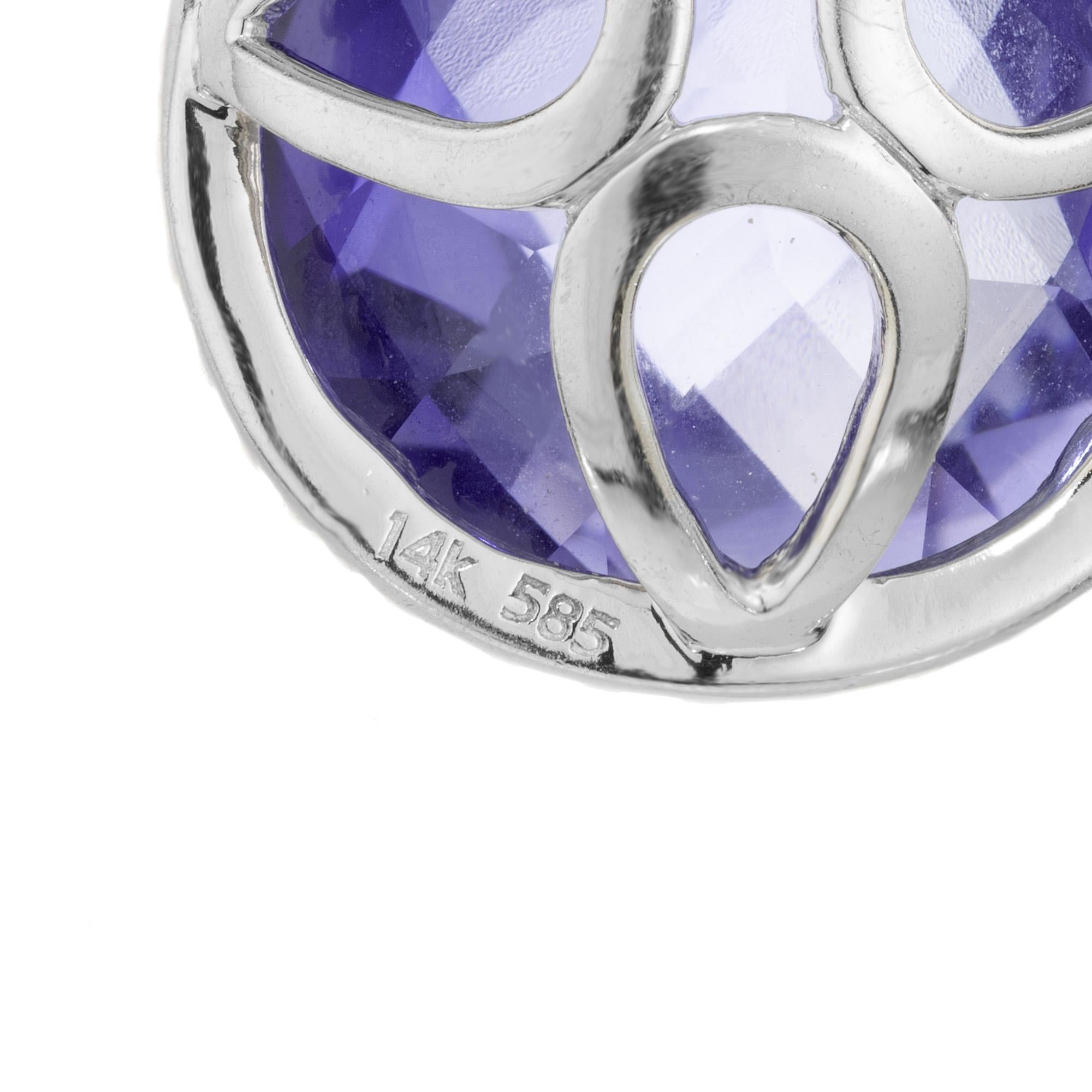 Peter Suchy Collier pendentif en or 7,00 carats 7,00 carats Tanzanite Diamant Halo  en vente 1