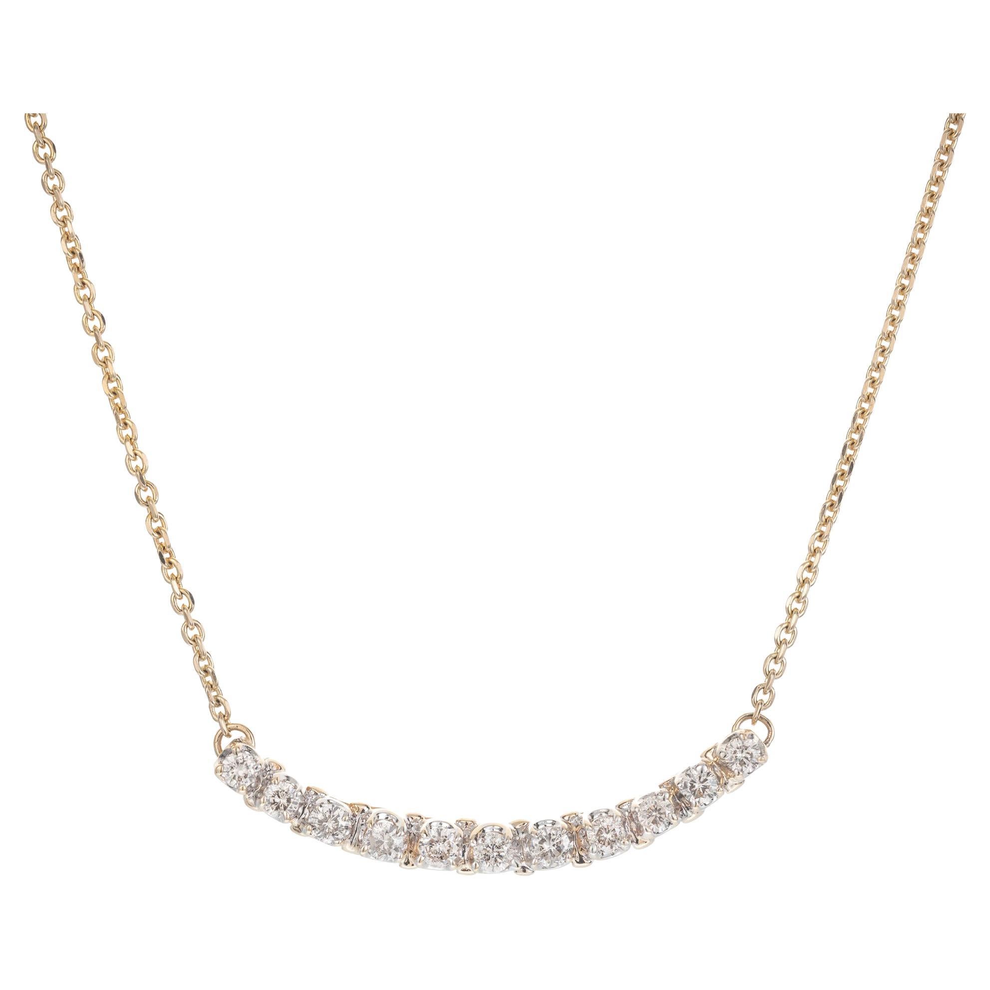 Peter Suchy .72 Carats 14k Gold Crescent Pendant Necklace