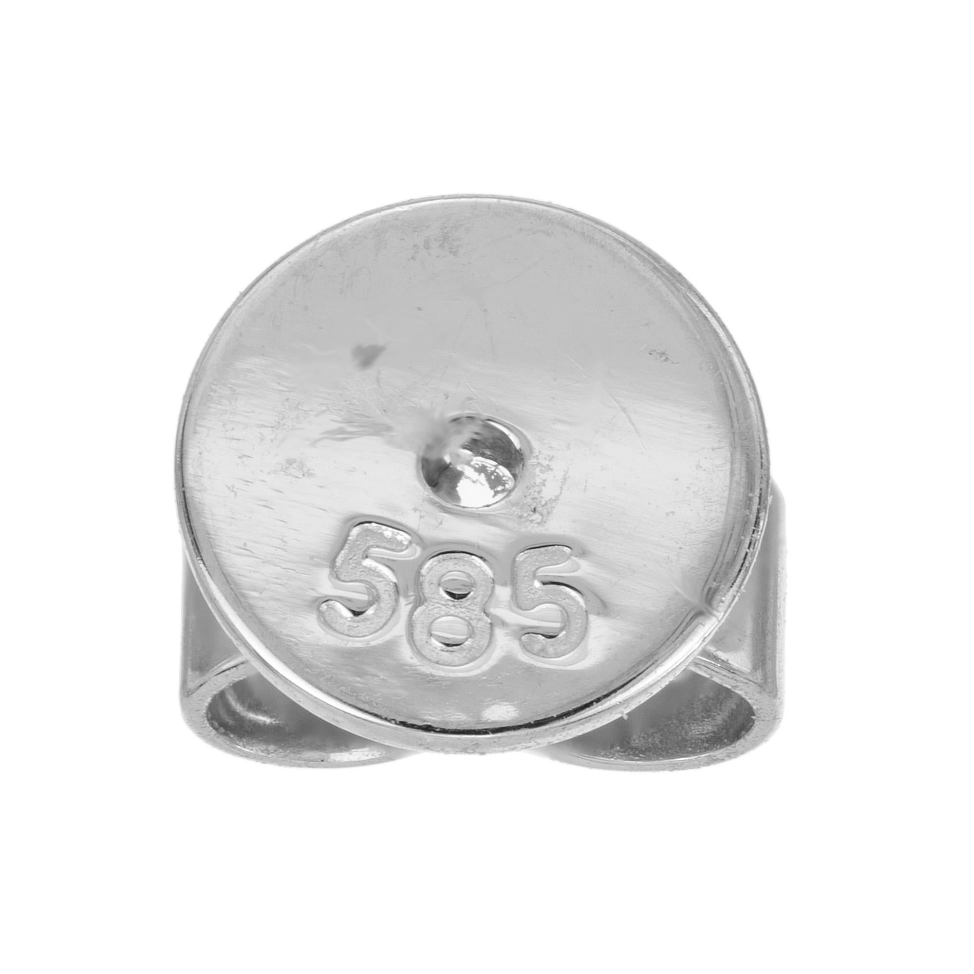 Peter Suchy Boucles d'oreilles Halo en or blanc avec émeraude ronde de 0,73 carat et diamant en vente 2