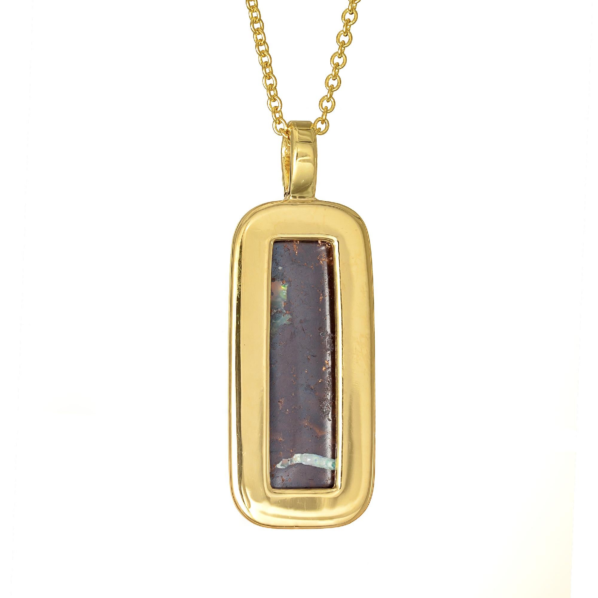 Peter Suchy 7.32 Carat Boulder Opal Diamond Yellow Gold Pendant Necklace In New Condition For Sale In Stamford, CT