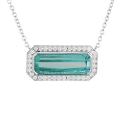 Peter Suchy 7.42 Carat Tourmaline Diamond White Gold Pendant Necklace