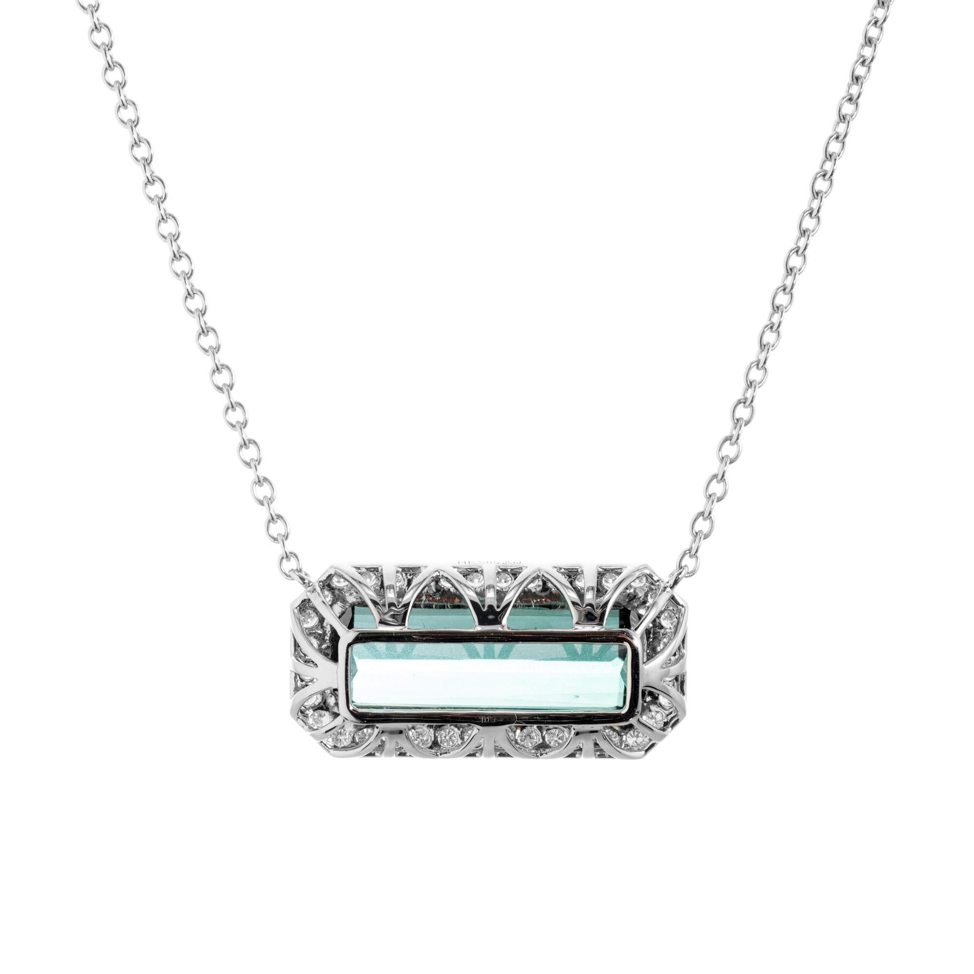 Peter Suchy 7.42 Carat Tourmaline Diamond White Gold Pendant Necklace In New Condition For Sale In Stamford, CT