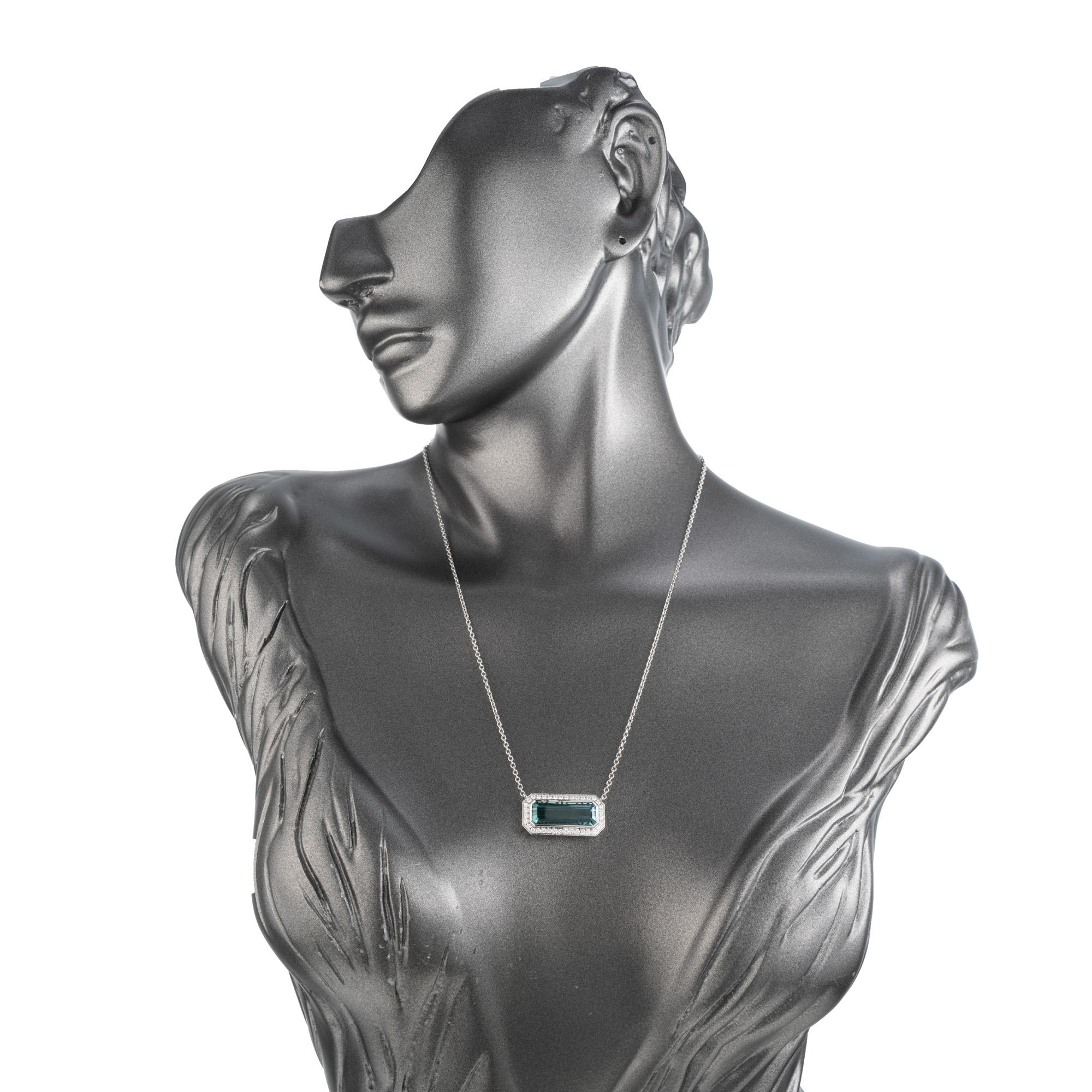 Peter Suchy 7.42 Carat Tourmaline Diamond White Gold Pendant Necklace For Sale 2