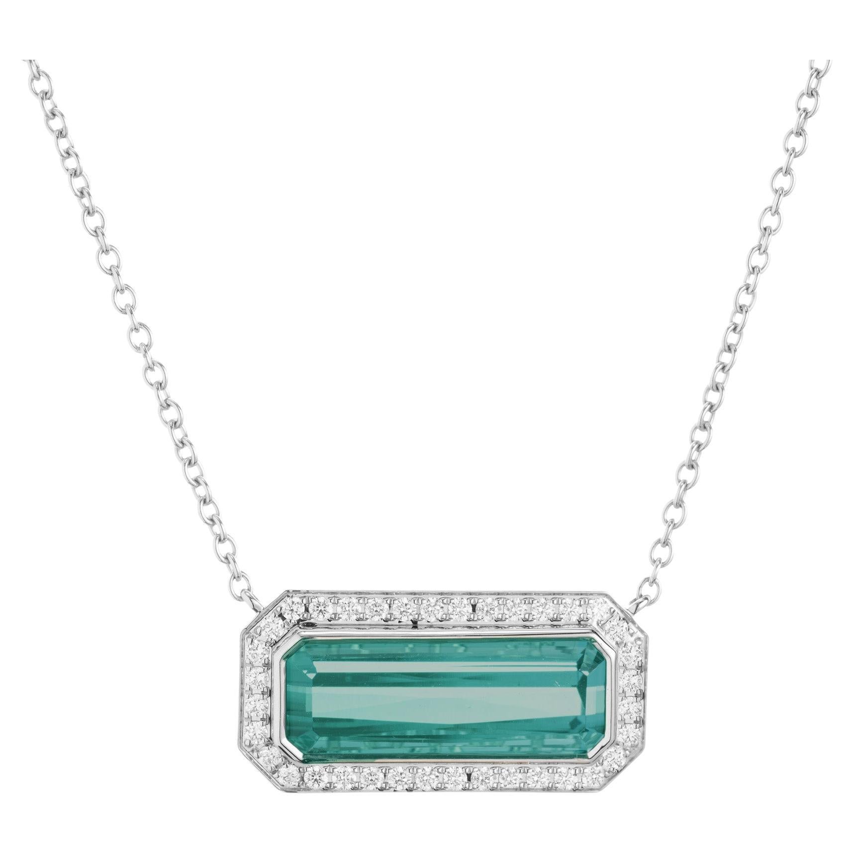 Peter Suchy 7.42 Carat Tourmaline Diamond White Gold Pendant Necklace