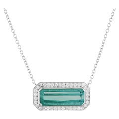 Peter Suchy 7.42 Carat Tourmaline Diamond White Gold Pendant Necklace
