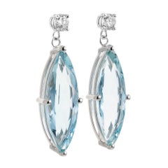 Pendants d'oreilles Peter Suchy en or blanc avec aigue-marine de 7.49 carats et diamants