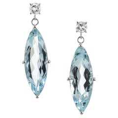 Peter Suchy 7.49 Carat Aquamarine Diamond White Gold Dangle Earrings