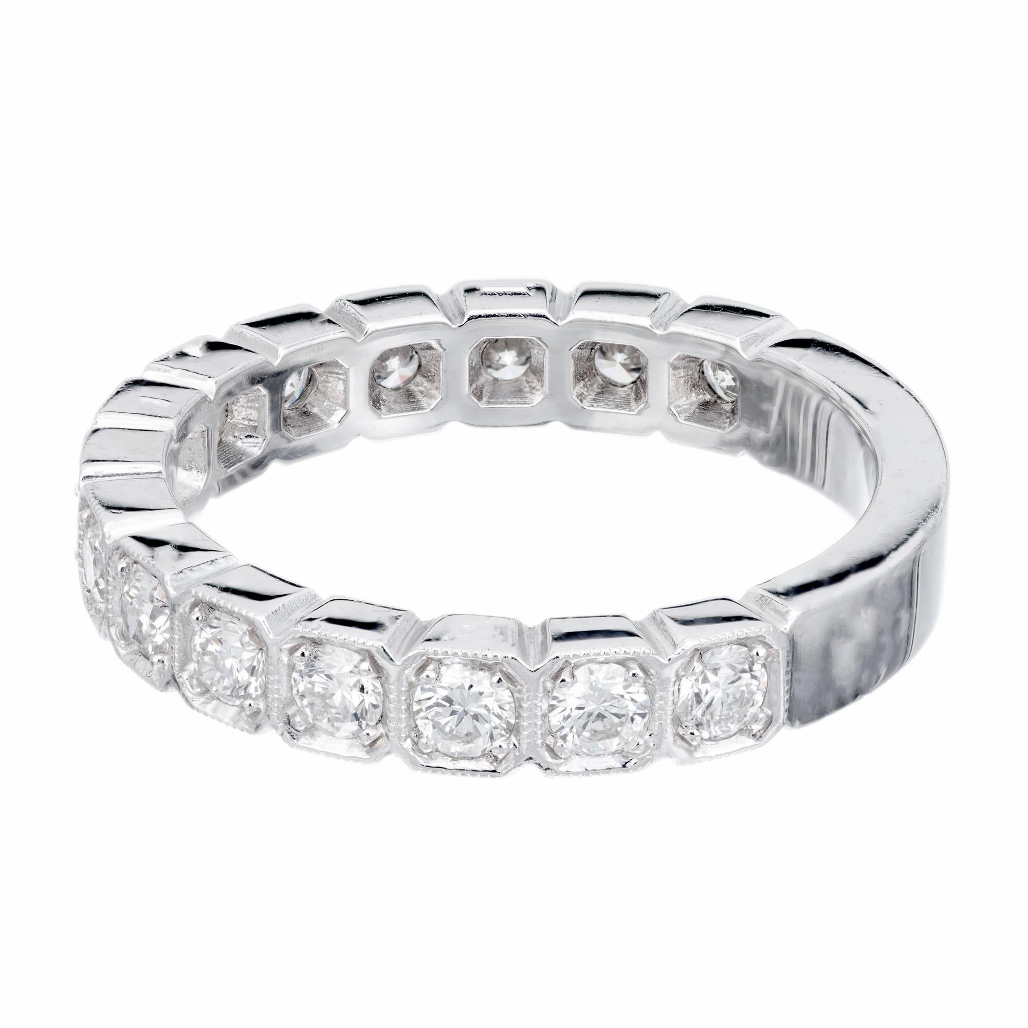 Round Cut Peter Suchy .75 Carat 15 Diamond Platinum Wedding Band Ring For Sale