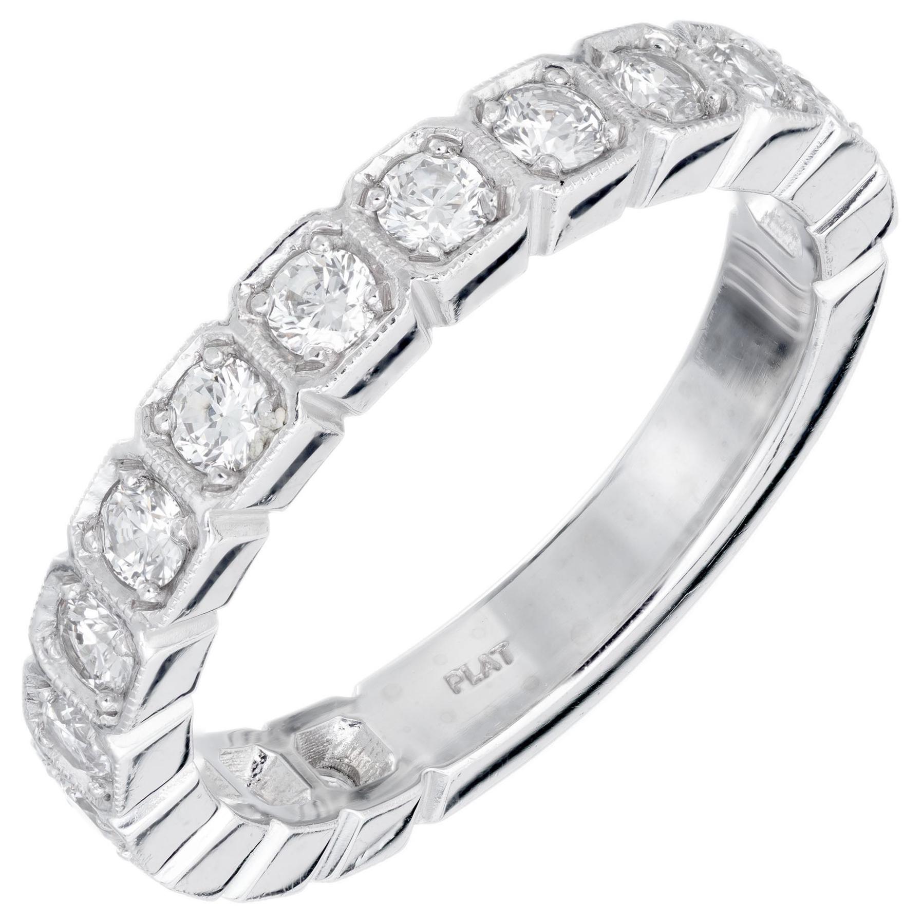 Anneau de mariage Peter Suchy en platine avec 15 diamants de 0,75 carat en vente