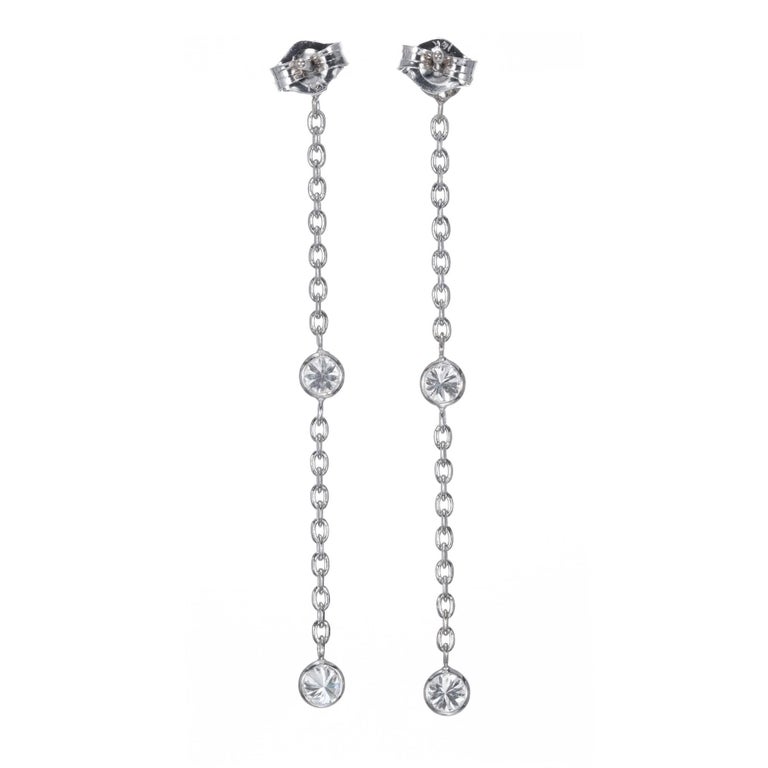 Peter Suchy .75 Carat Diamond Bezel Set Gold Dangle Drop Earrings For ...