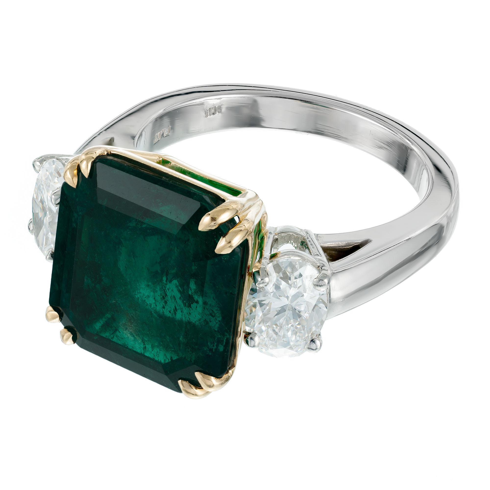 Oval Cut Peter Suchy 7.50 Carat Emerald Diamond Gold Platinum Engagement Ring