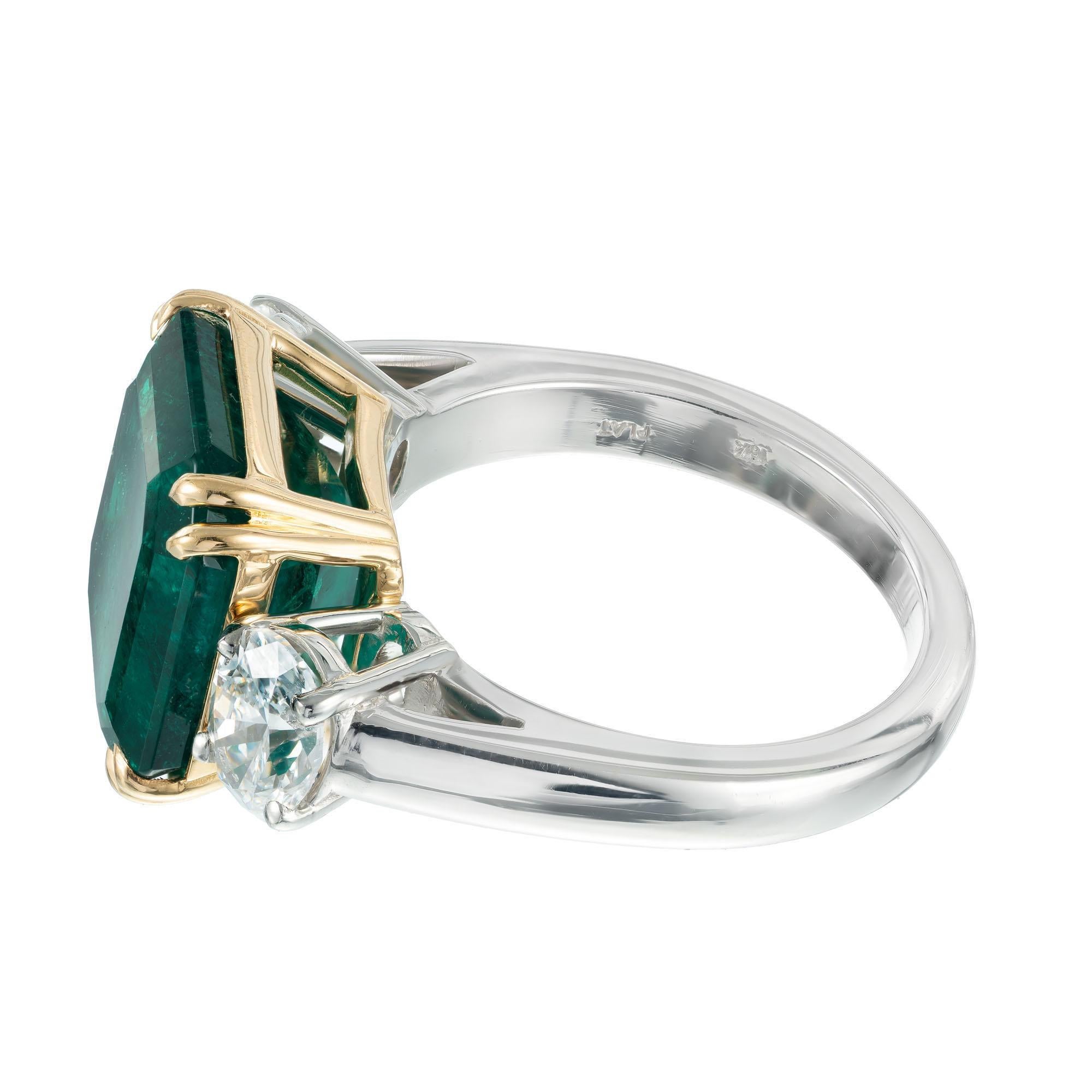 Women's Peter Suchy 7.50 Carat Emerald Diamond Gold Platinum Engagement Ring