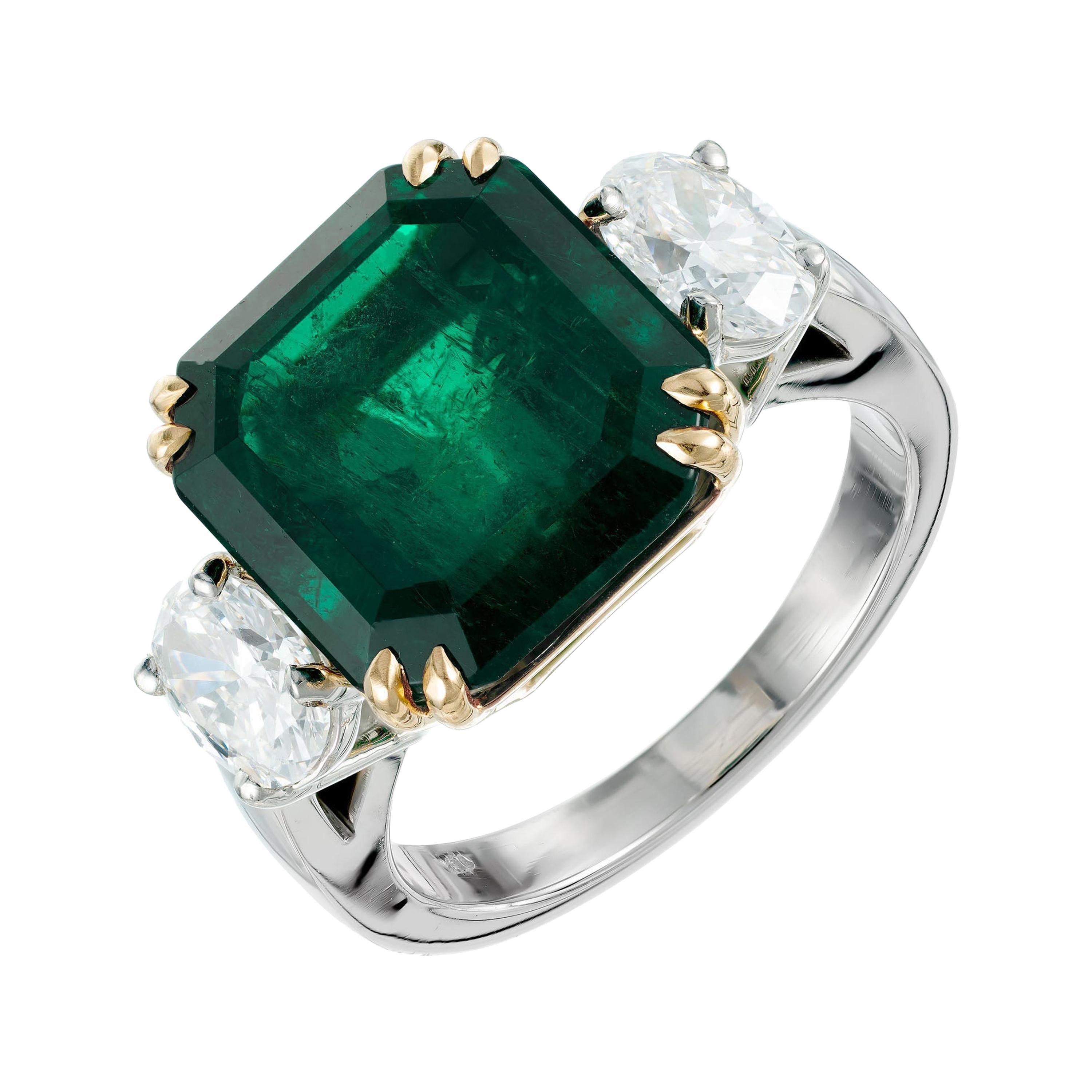 Peter Suchy 7.50 Carat Emerald Diamond Gold Platinum Engagement Ring