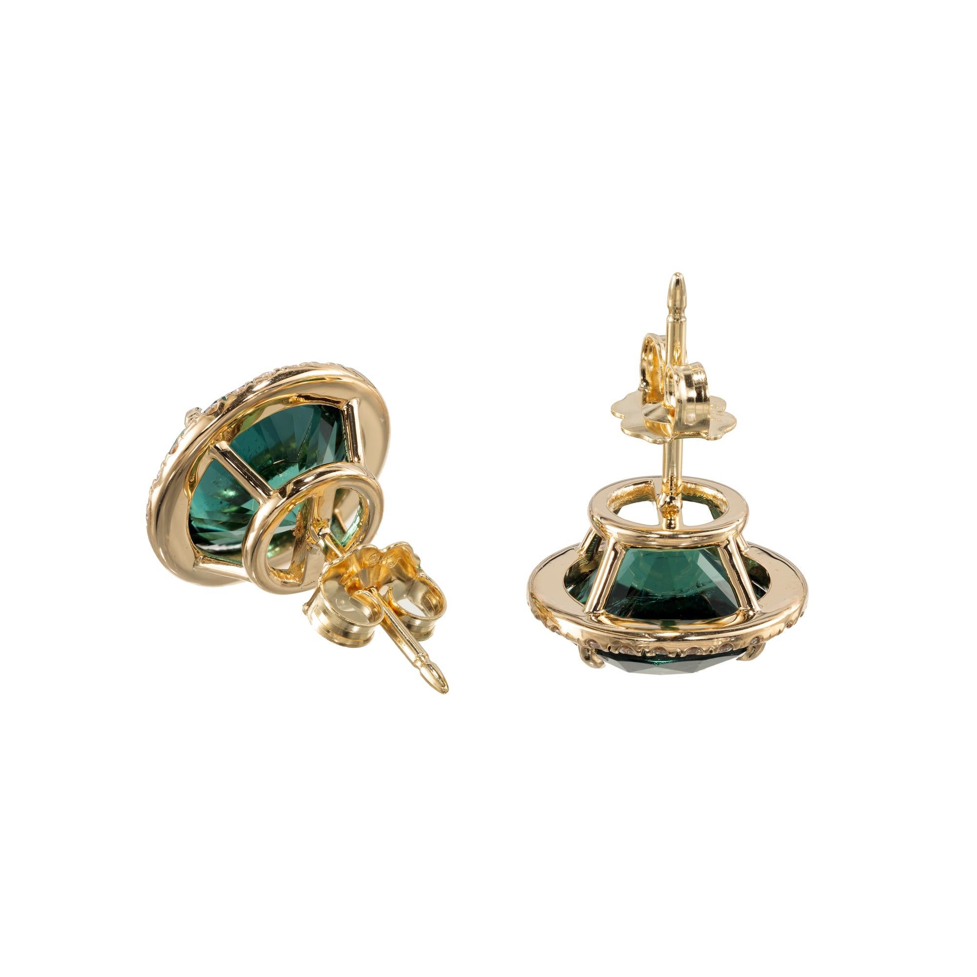 Gelbgold-Ohrringe von Peter Suchy mit 7,57 Karat Turmalin und Diamant-Halo Damen im Angebot