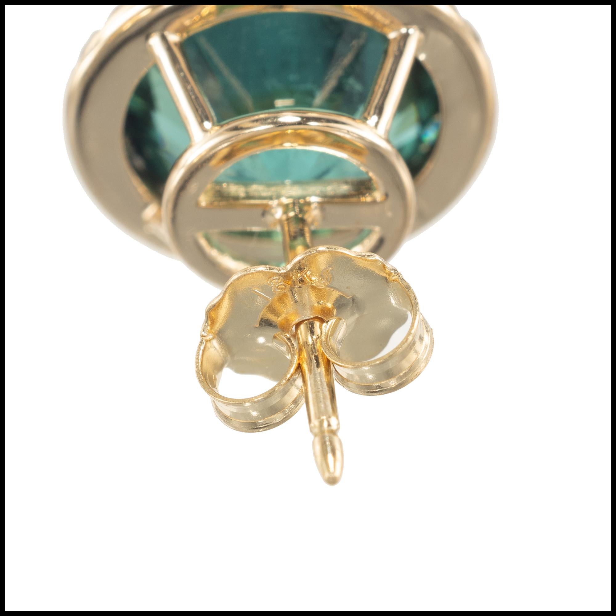 Gelbgold-Ohrringe von Peter Suchy mit 7,57 Karat Turmalin und Diamant-Halo im Angebot 1
