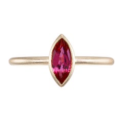 Peter Suchy .76 Carat Marquise Ruby Yellow Gold Engagement Ring