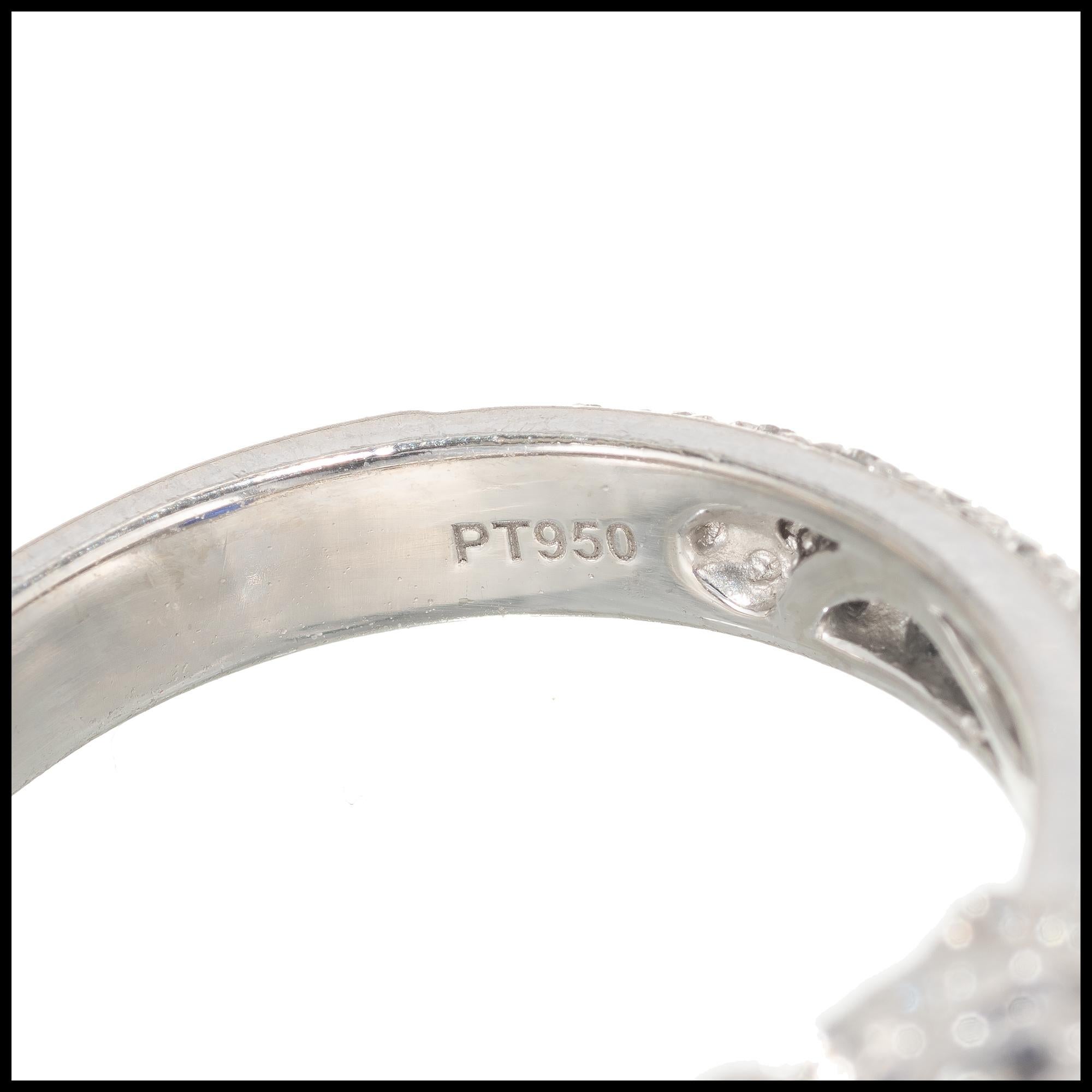 Peter Suchy 7.61 Carat Sapphire Diamond Platinum Three-Stone Engagement Ring For Sale 1