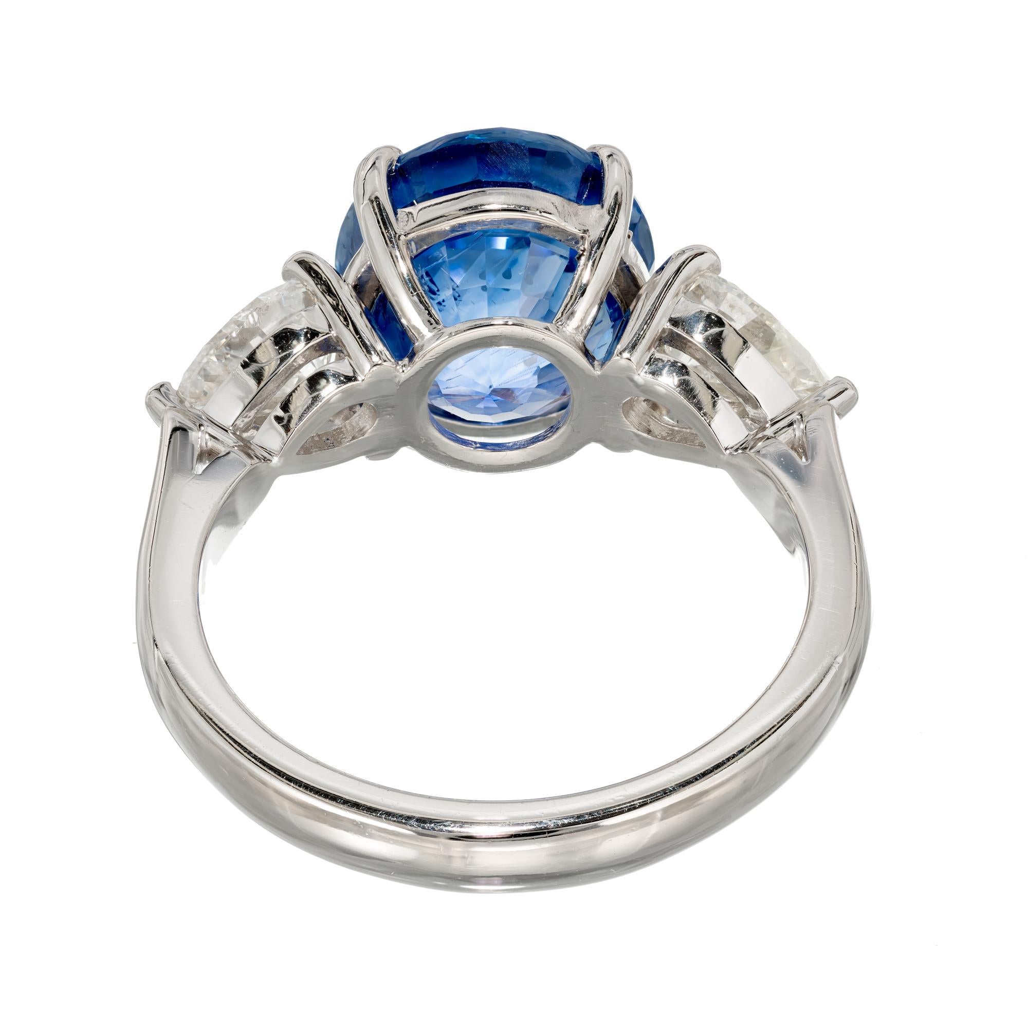 Peter Suchy 7.61 Carat Sapphire Diamond Platinum Three-Stone Engagement Ring For Sale 3