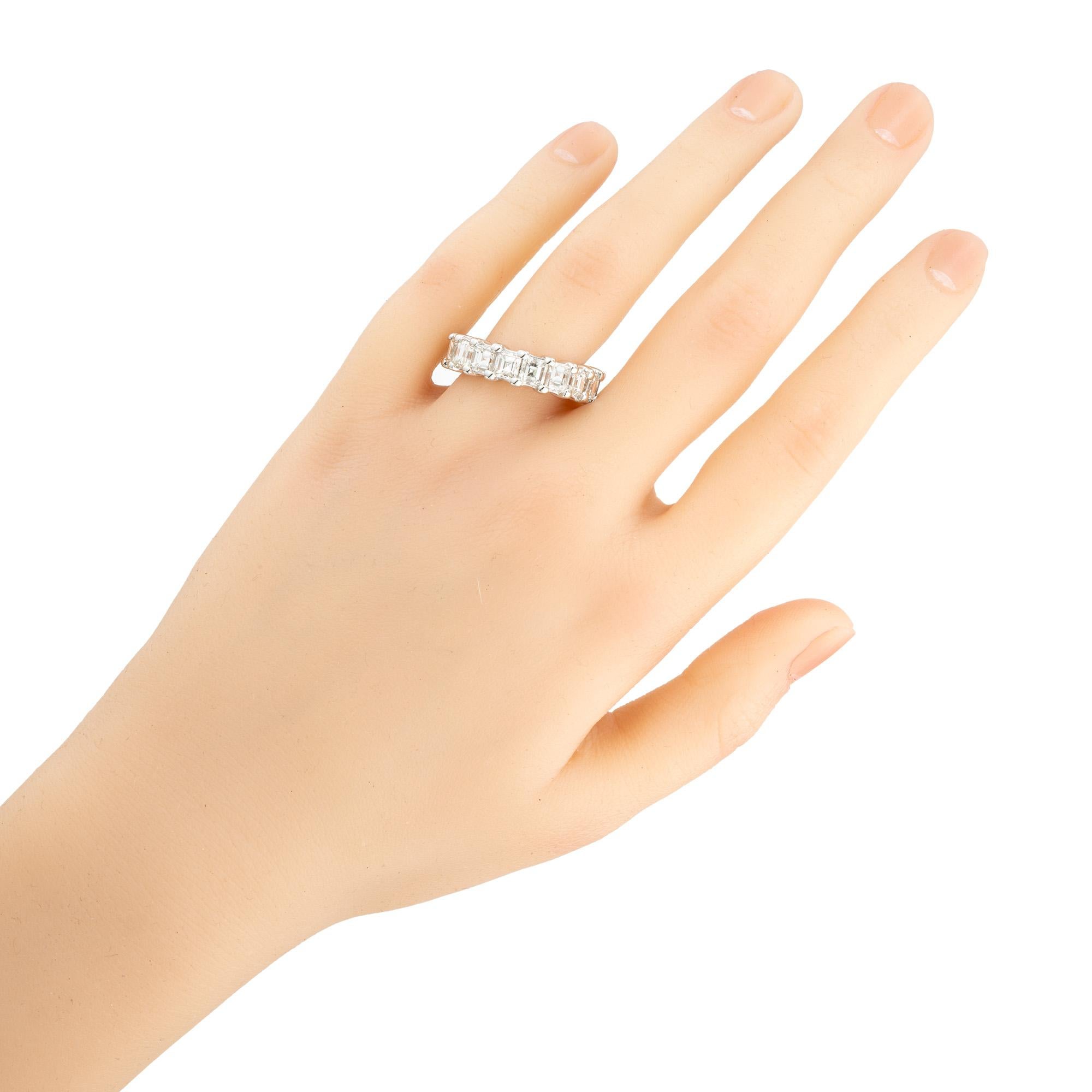 Women's Peter Suchy 7.74 Carat Square Step Cut Diamond Platinum Eternity Band Ring For Sale