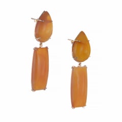 Peter Suchy 77.57 Carat Orange Chalcedony Yellow Gold Dangle Earrings