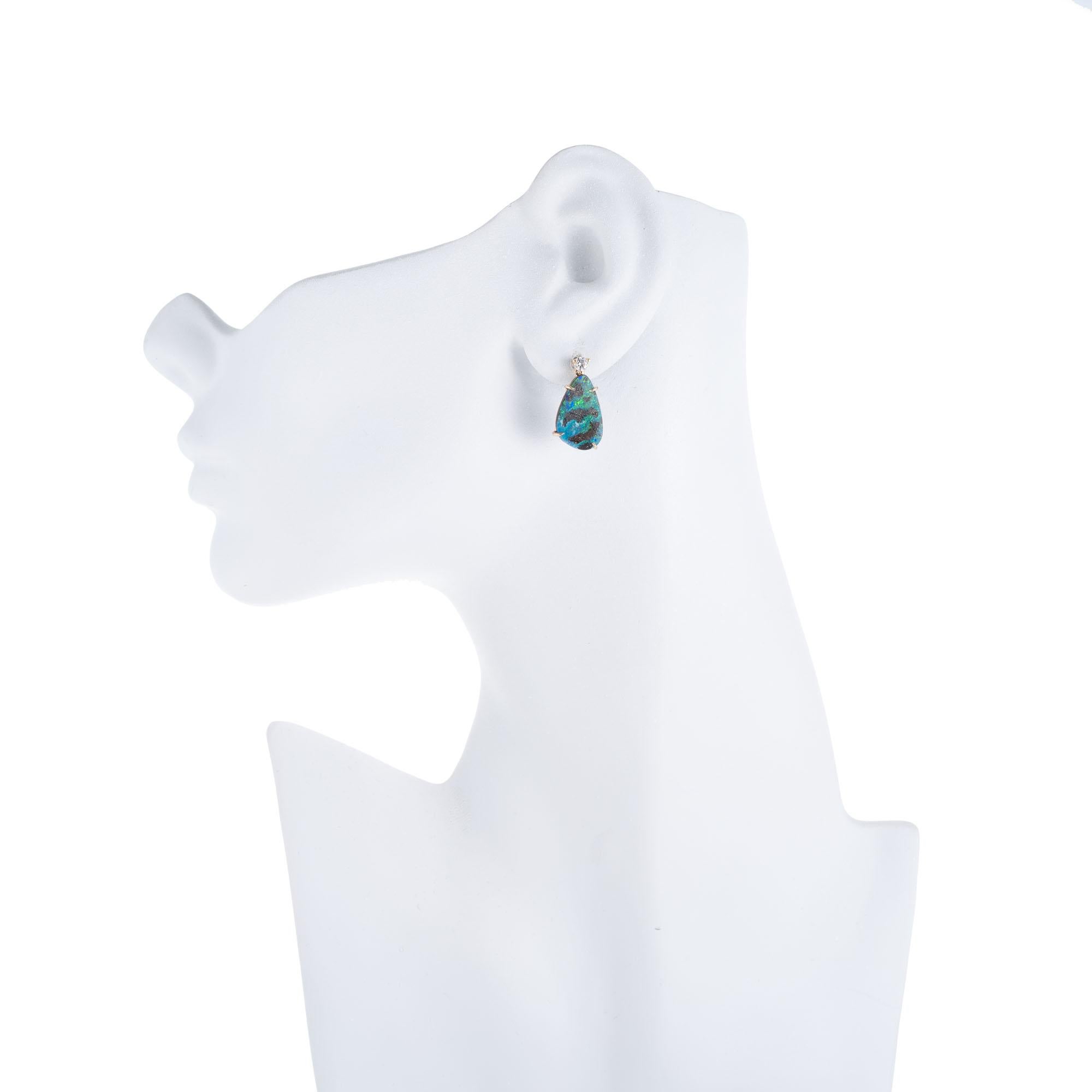 Peter Suchy 7.95 Carat Opal Diamond Dangle Earrings In New Condition For Sale In Stamford, CT