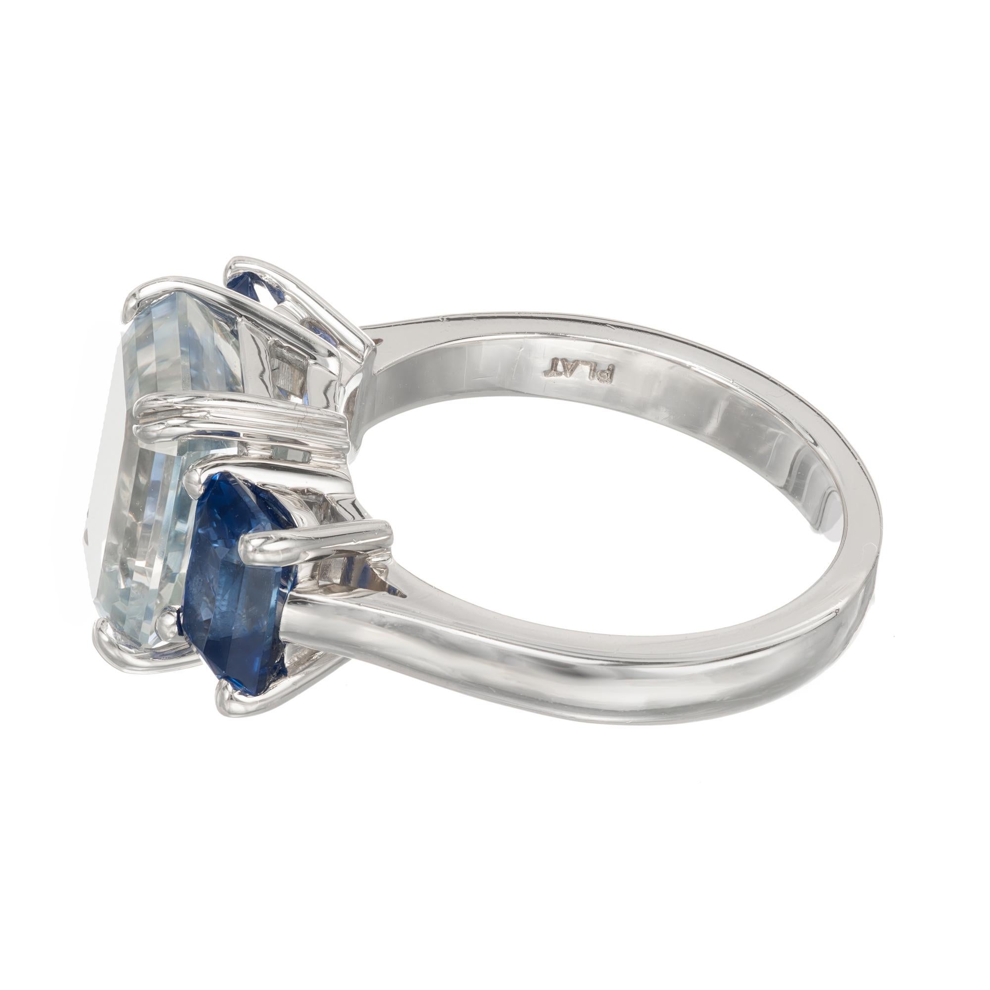 Women's Peter Suchy 8.15 Carat Sapphire Three-Stone Platinum Engagement Ring For Sale