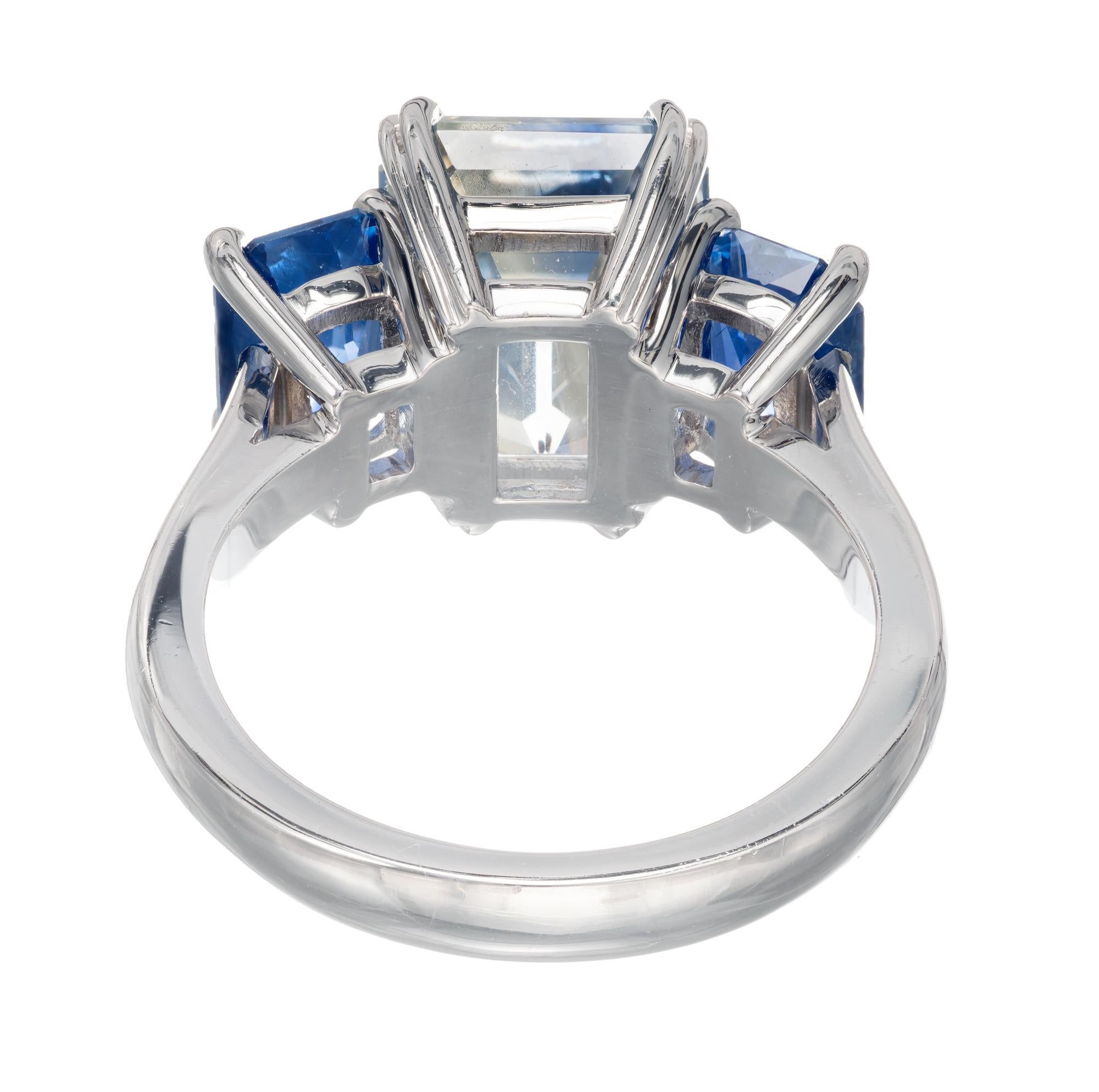 Peter Suchy 8.15 Carat Sapphire Three-Stone Platinum Engagement Ring ...