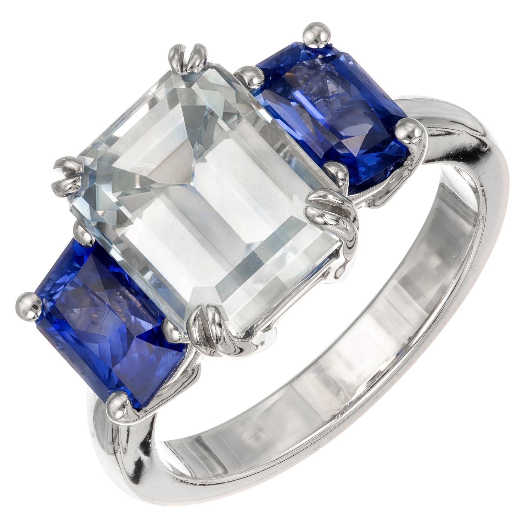 Peter Suchy 8.15 Carat Sapphire Three-Stone Platinum Engagement Ring