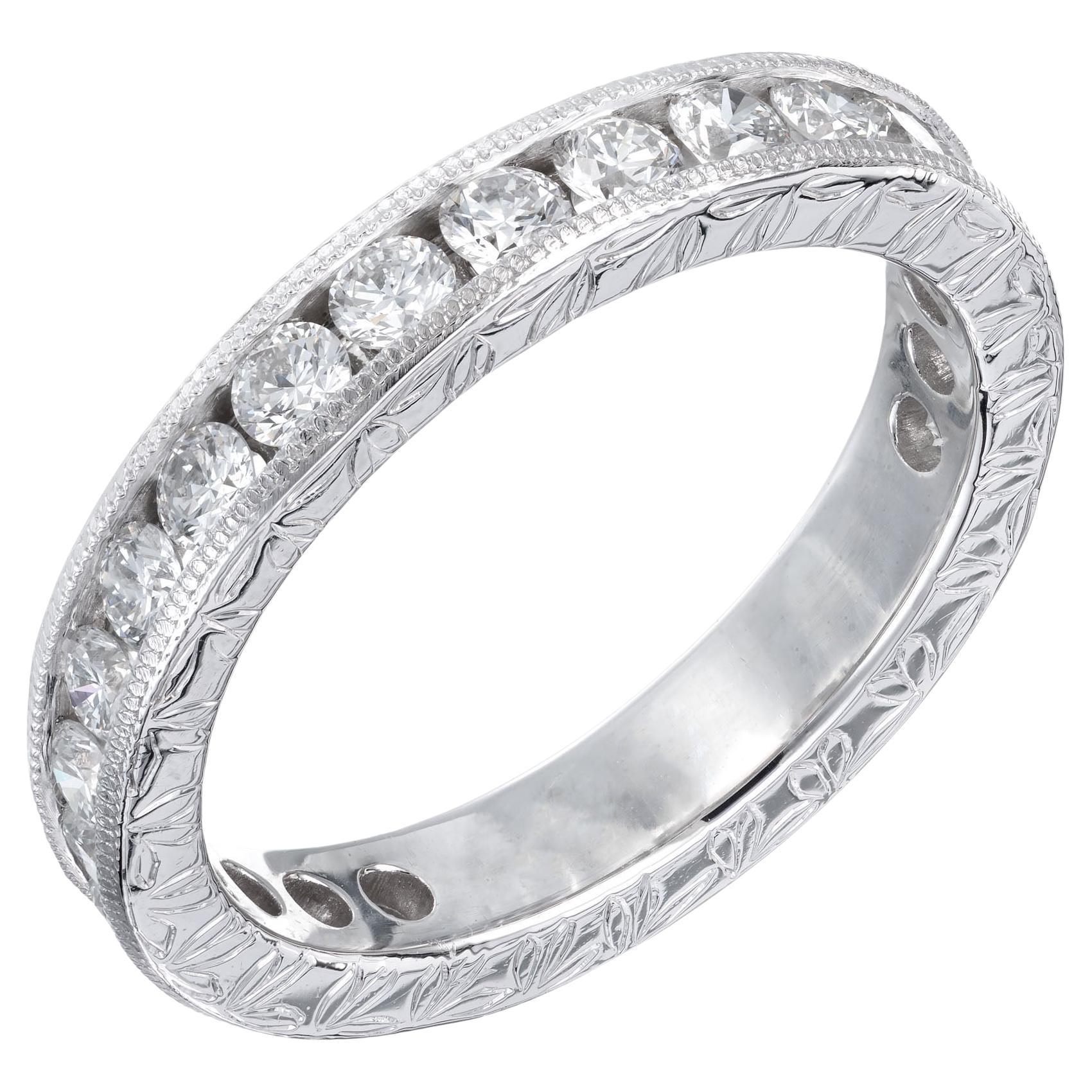 Peter Suchy .84 Carat Diamond Platinum Wedding Band Ring For Sale
