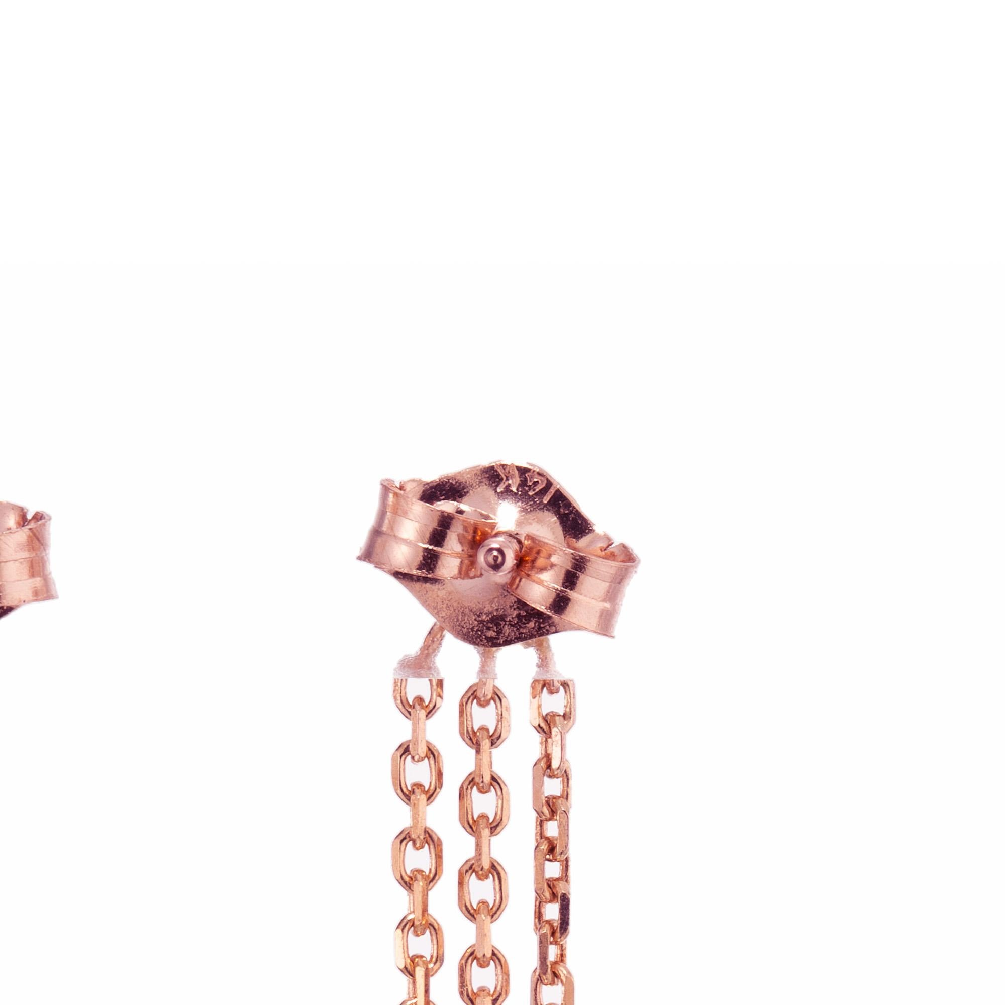 Women's Peter Suchy .85 Carat Diamond By The Yard Style Rose Gold Dangle Drop Earrings For Sale