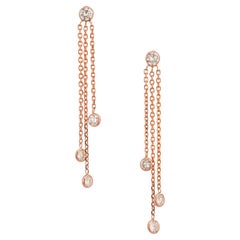 Peter Suchy .85 Carat Diamond By The Yard Style Rose Gold Dangle Drop Earrings